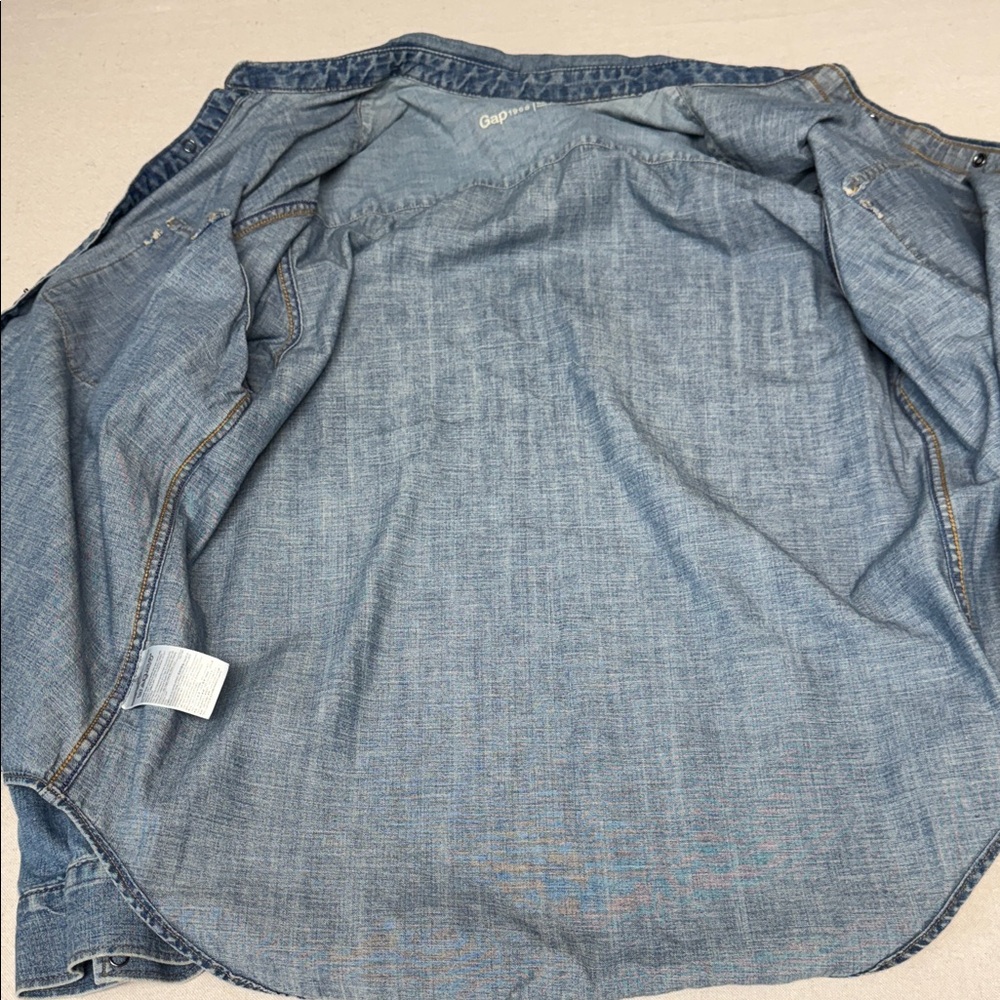 GAP Blue Denim Snap Front Shirt - Picture 8 of 9